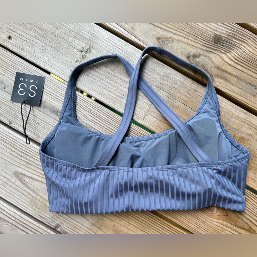 S3 Swimwear extra large Blue Ribbed Scoop Neck criss cross bikini top - Picture 4 of 5